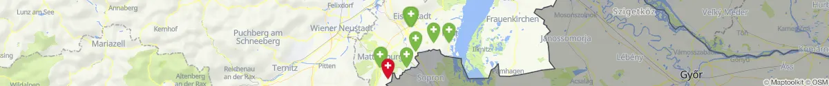 Kartenansicht für Apotheken-Notdienste in der Nähe von Siegendorf (Eisenstadt-Umgebung, Burgenland)